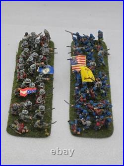 28mm Civil War Miniatures Painted Lot Of 73 Union & Confederate Infantry Army