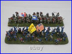 28mm Civil War Miniatures Painted Lot Of 73 Union & Confederate Infantry Army