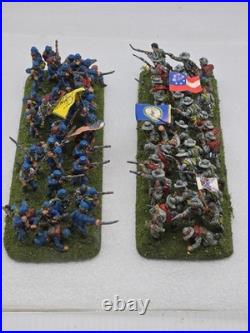 28mm Civil War Miniatures Painted Lot Of 73 Union & Confederate Infantry Army