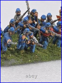 28mm Civil War Miniatures Painted Lot Of 73 Union & Confederate Infantry Army