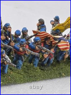 28mm Civil War Miniatures Painted Lot Of 73 Union & Confederate Infantry Army