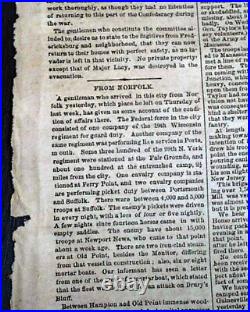 2nd Second Battle of Bull Run #2 Manassas 1862 Civil War Confederate Newspaper