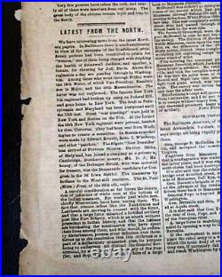 2nd Second Battle of Bull Run #2 Manassas 1862 Civil War Confederate Newspaper