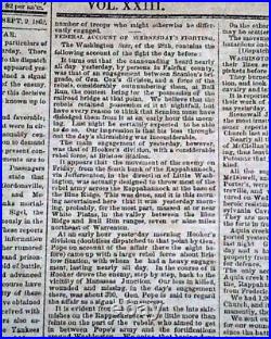 2nd Second Battle of Bull Run #2 Manassas 1862 Civil War Confederate Newspaper