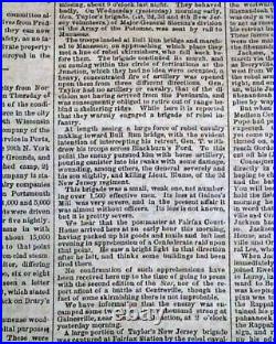 2nd Second Battle of Bull Run #2 Manassas 1862 Civil War Confederate Newspaper