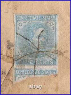 3/3242 US Civil War Cover Incredible Rare Confederate CSA Sc#7 Indistinct OR