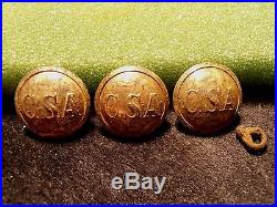 3 Authentic Confederate (csa) CIVIL War Buttons 5/8 Dug No Reserve