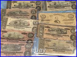 3 Currency Notescivil War Fractional+confederate+large Horse Blanket Note+++