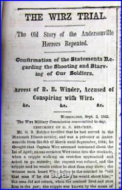 38 1865 Civil War newspapers wEYEWITNESS report ANDERSONVILLE CONFEDERATE PRISON