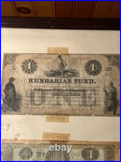 (4) Early Framed Confederate Sourhern Currency Paper Money Civil War Museum