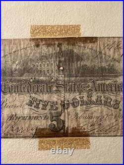 (4) Early Framed Confederate Sourhern Currency Paper Money Civil War Museum