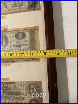 (4) Early Framed Confederate Sourhern Currency Paper Money Civil War Museum