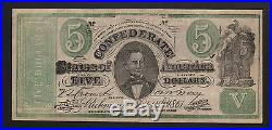 $5 Confederate Civil War Era Counterfeit with Memminger Portrait 1861