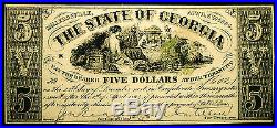 $5 Georgia Confederate Civil War Note #16021 Dated April 6, 1864 Milledgeville