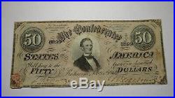$50 1864 Richmond Virginia VA Confederate Currency Bank Note Bill Civil War T66