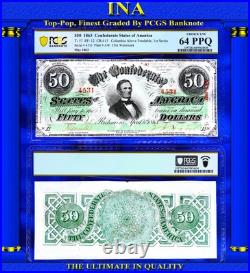 $50 CONFEDERATE 1863 US CSA Civil-War T-57 PF-12 CR-415 PCGS 64 PPQ Rare Finest