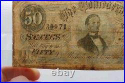 $50 Confederate States Currency Type 66 CIVIL WAR ISSUE x2 Lot Pinholes