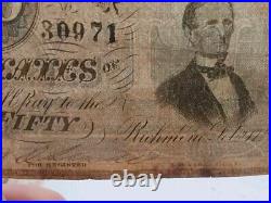 $50 Confederate States Currency Type 66 CIVIL WAR ISSUE x2 Lot Pinholes