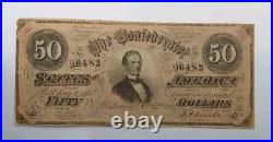 $50 Confederate States Currency Type 66 CIVIL WAR ISSUE x2 Lot Pinholes