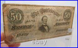 $50 Confederate States Currency Type 66 CIVIL WAR ISSUE x2 Lot Pinholes