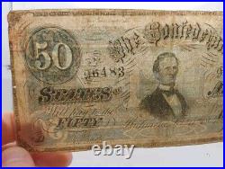 $50 Confederate States Currency Type 66 CIVIL WAR ISSUE x2 Lot Pinholes