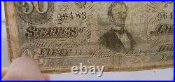 $50 Confederate States Currency Type 66 CIVIL WAR ISSUE x2 Lot Pinholes