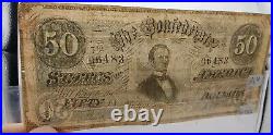 $50 Confederate States Currency Type 66 CIVIL WAR ISSUE x2 Lot Pinholes