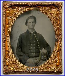 6th plate ambrotype of Civil War Confederate Infantry soldier (blue tinting) SC