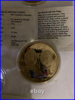 7 American Mint Civil War, Confederate Flags, Lincoln Lee, Grant, Battle Tokens