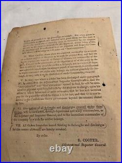 877 CIVIL War Confederate Army General Order Of Wounded Soldiers 1863 S Cooper