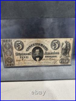 A&O-1861-T-34-$5 Confederate Civil War Issue-Block CSA-strongBorders