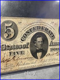 A&O-1861-T-34-$5 Confederate Civil War Issue-Block CSA-strongBorders