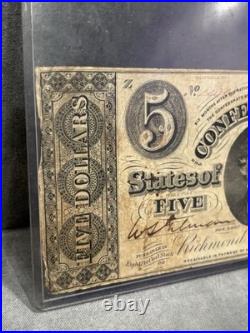 A&O-1861-T-34-$5 Confederate Civil War Issue-Block CSA-strongBorders