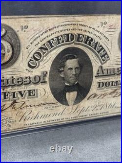 A&O-1861-T-34-$5 Confederate Civil War Issue-Block CSA-strongBorders