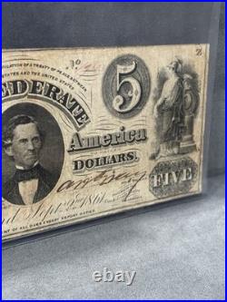 A&O-1861-T-34-$5 Confederate Civil War Issue-Block CSA-strongBorders