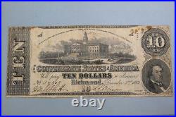 American Civil War CSA 1862 $10 Note. CWM245