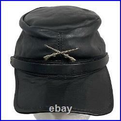 American Civil War Confederate Style Leather Kepi Cap Size L