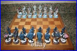 American Civil War Hand Painted Resin Chess Set & Board Union V Confederate Army