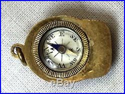 Antique 14K Gold Confederate Civil War Kepi Compass Watch Fob Pendant Charm