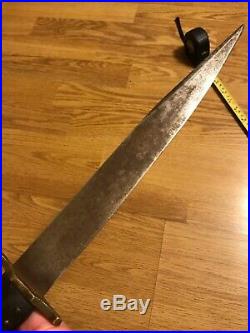 Antique 1800s Civil War Era Confederate Bowie Knife Arkansas Toothpick Dagger