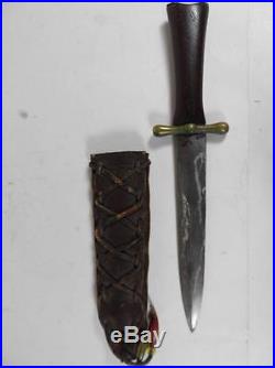 Antique American CIVIL War Confederate Bowie Knife Steel Blade Brass Holster USA