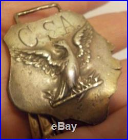 Antique American Civil War CSA Eagle Confederate Coin Silver Belt Buckle Pendant