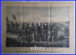 Antique CIVIL War Lithograph Print Generals Of The Confederate Army Bourquin'79