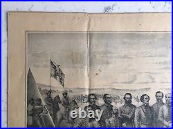 Antique CIVIL War Lithograph Print Generals Of The Confederate Army Bourquin'79