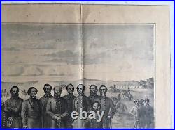 Antique CIVIL War Lithograph Print Generals Of The Confederate Army Bourquin'79