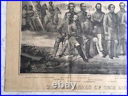 Antique CIVIL War Lithograph Print Generals Of The Confederate Army Bourquin'79