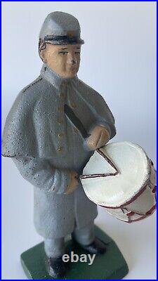 Antique Civil War Confederate Drummer Cast Iron 8 Door Stop