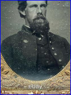 Antique Civil War Confederate French Soldier Tintype Gutta Percha Union Case