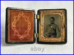 Antique Civil War Confederate Soldier Pistol Daguerreotype Gutta Percha Case