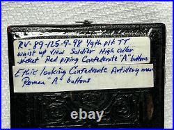 Antique Civil War Confederate Solider Waist Up Portrait Tin Type Leather Case
